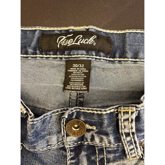 TRUE LUCK Men’s Embroidered Stretch Jeans / Size: 30-32 - Picture 3 of 9